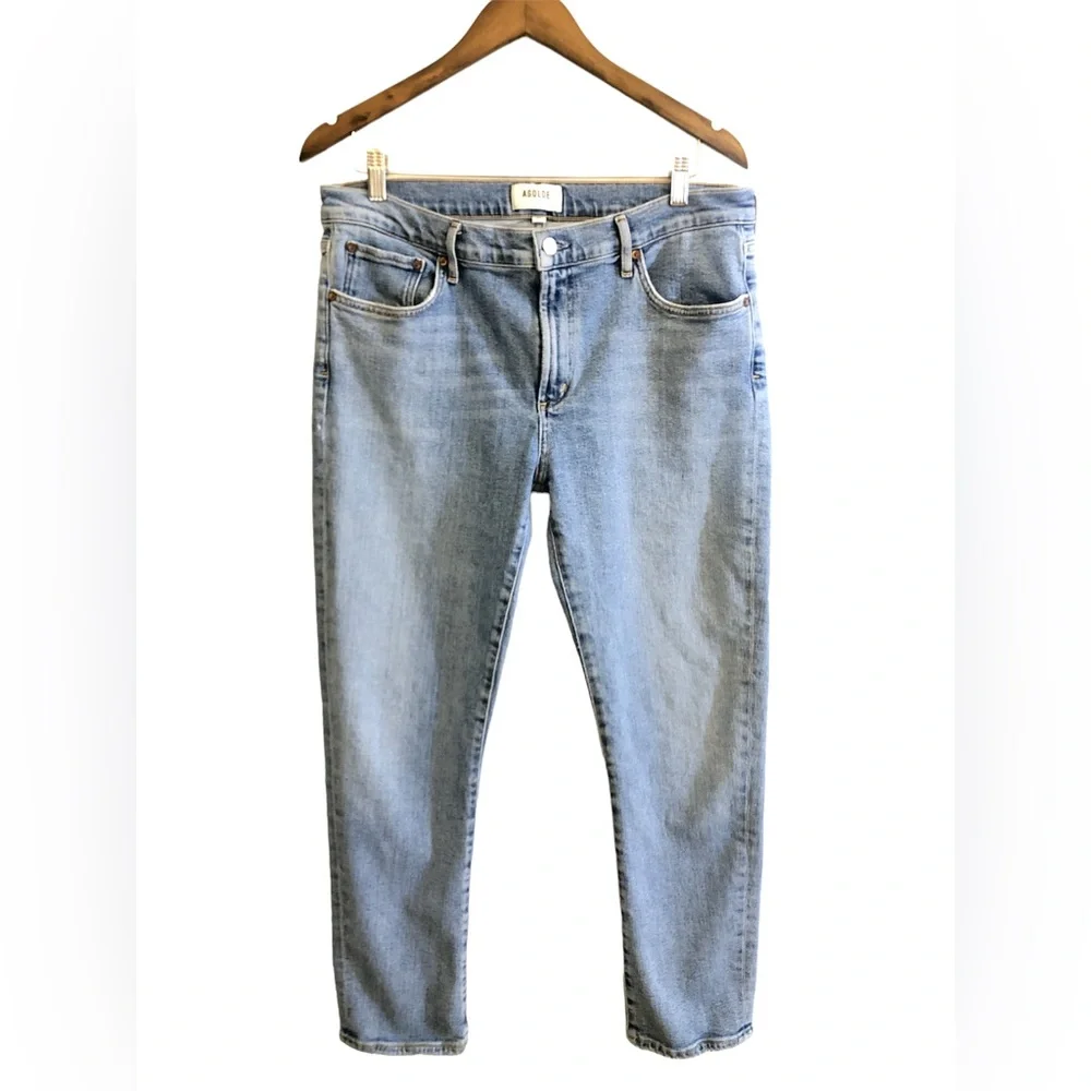 *SOLD* Agolde Toni Mid Rise Straight Size 31 Light Wash - Picture 3 of 5